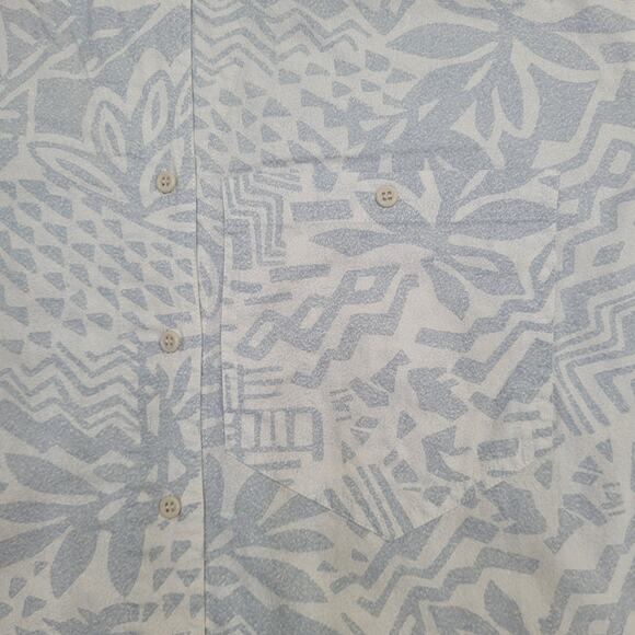 Vintage 90s MOD Geometric AOP Button Shirt Large 22x26 White - Picture 8 of 12